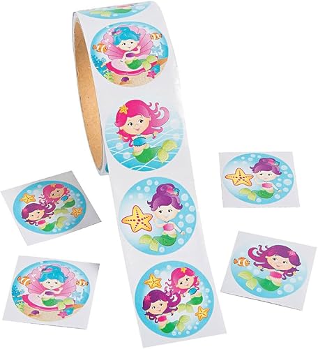 Miniatura 2 de Rollos de calcomanías de sirena, 200 calcomanías, recuerdo de fiesta de sirena, caja de recompensa, caja de premios, bolsa de regalos, calcomanías
