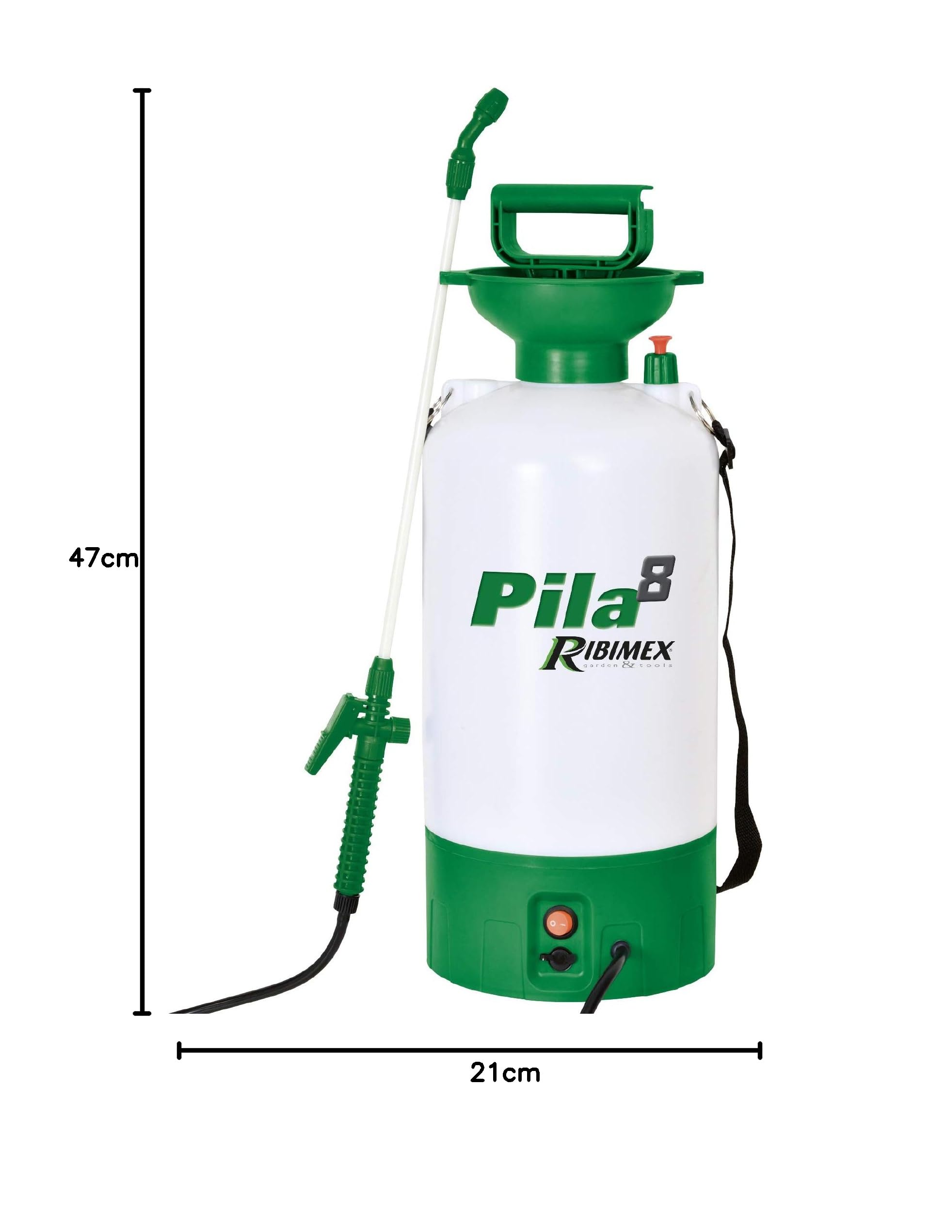 Ribiland 07375 - Opryskiwacz akumulatorowy - 8 L - pod automatycznym ciśnieniem - Biały/Zielony