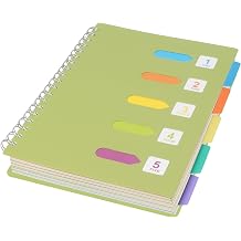 5 Subject Notebook College Ruled Spiral Notebook 7x10 Inch Hardcover Notebook with Divider Tabs 240 Pages Small Notebook for Work B5 Spiral Notebook College Ruled Notebook for Note Taking School,Green