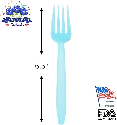 Vista 45 de Cucharas de plástico azul claro (paquete de 24) – Cucharas de color azul claro para fiestas, artículos de plástico duraderos, cucharas de plástico