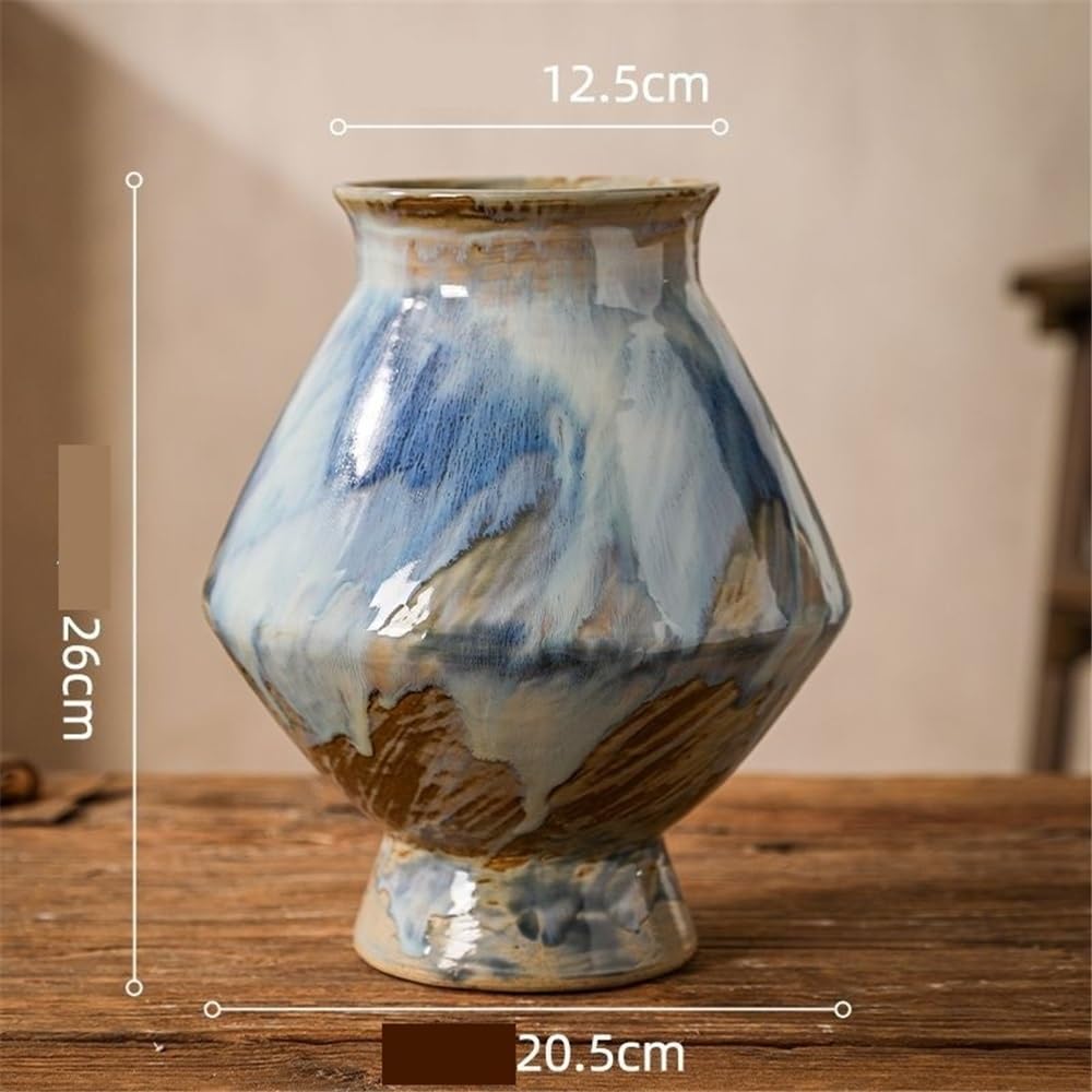 Sadzarki do kwiatów Dom Retro Chińska Ceramiczna Doniczka, Dekoracja Przedpokoju Salonu, Unikalna Szkliwiona Powierzchnia
