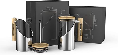 Miniatura 3 de | cafetera de prensa francesa | temporizador de reloj de arena | prensa de café | (plata, acero inoxidable)