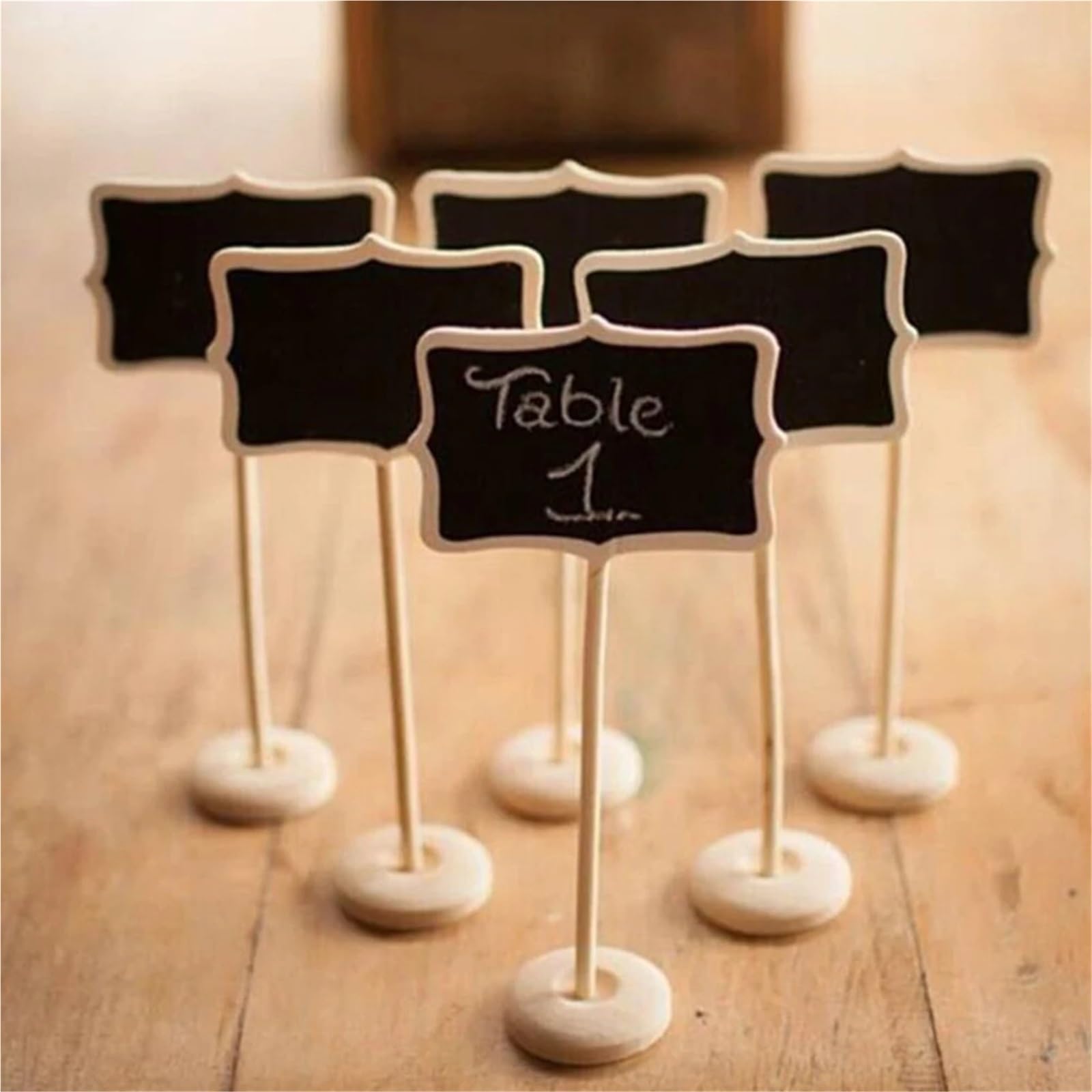 Lot de 80 mini tableaux noirs en bois sur le thème du mariage : étiquettes alimentaires pour buffet, décoration de table et panneaux de message