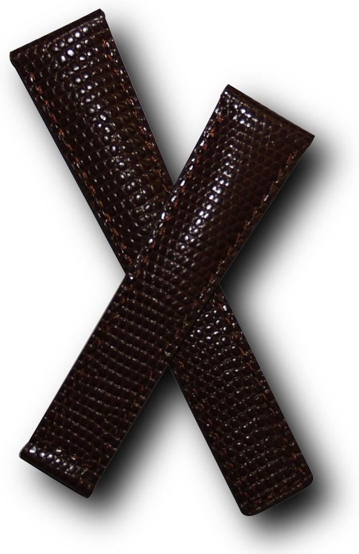 TH-MNZ-13-1324 - 20 mm Dark Brown lizard grain leather deployment watch strap with brown stitching compatible with TAG Heuer Monza models listed below