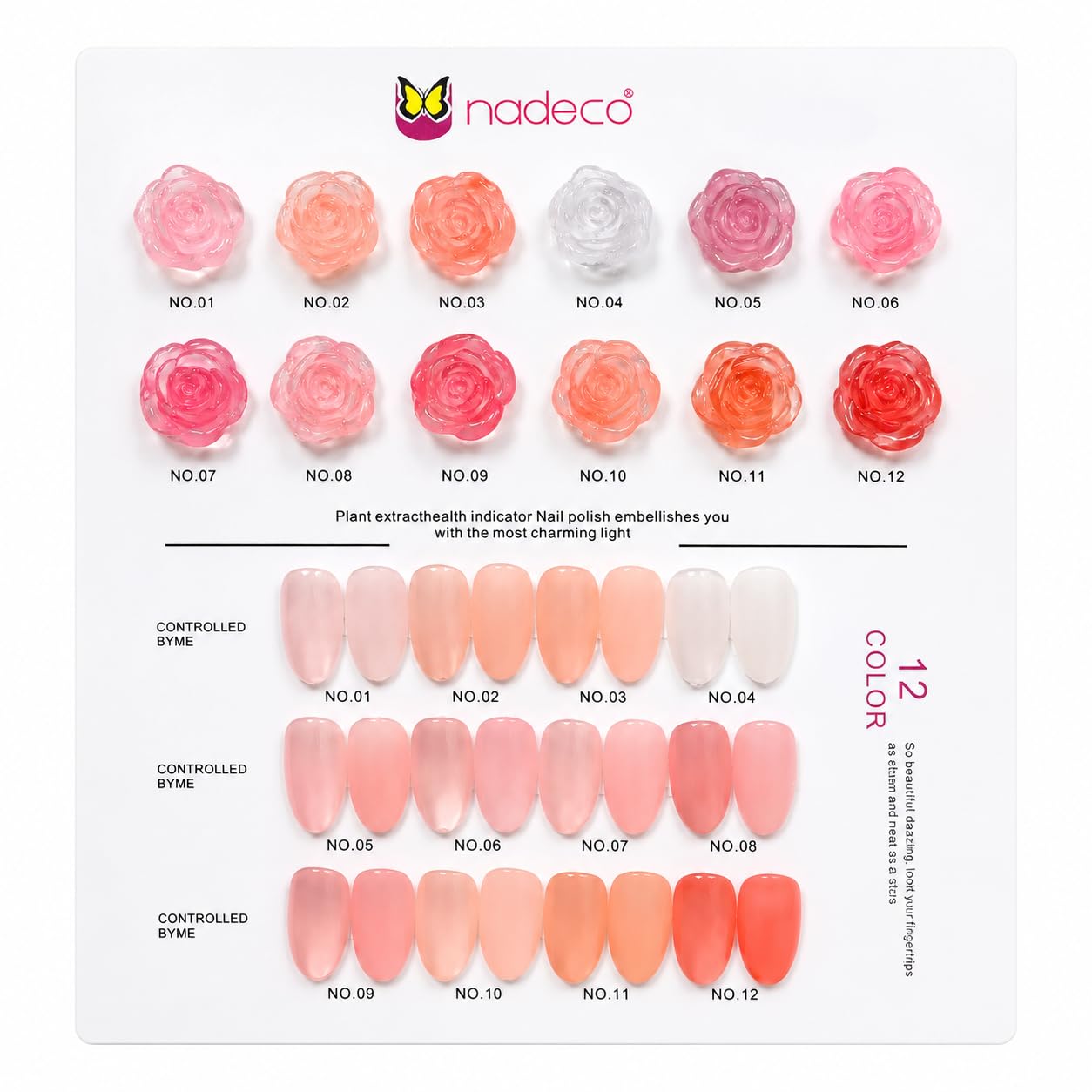 nadeco UV Gel Polish Set 12 Colors | Nude Base Gel Polish Collection | Pink, Peach & Milky White Shades | Soak Off LED UV Nail Gel | High Gloss | Long Lasting | Nail Salon & DIY