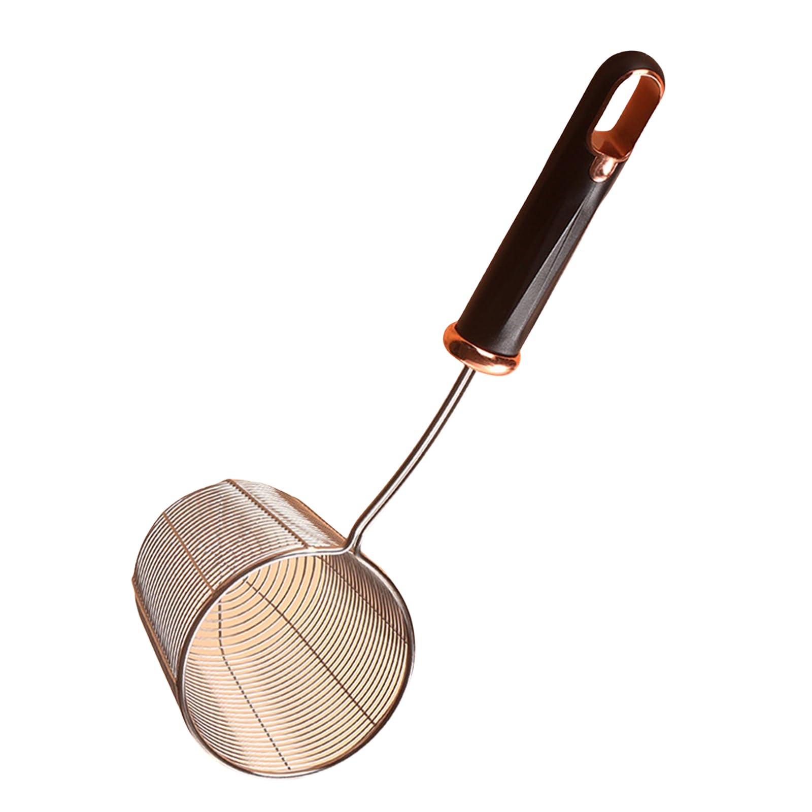 alloneslife Thickened Stainless Steel Wire Strainer Ladle Ergonomic Handle Colander Skimmer for Frying and Cooking Kitchen Tool Cooking Skimmer Spoon