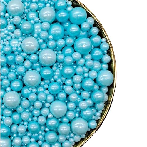 Miniatura 1 de Gránulos de perlas azules de Navidad, chispas de pastel de 4.6 onzas, 4.6 onzas, perlas de azúcar, perlas de caramelo comestibles para decoración de
