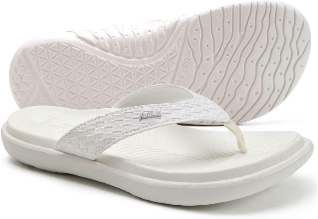 KuaiLu Womens Flip Flops Ladies Yoga Mat Comfortable Walking Thong Sandals With Plantar Fasciitis Arch Support Slip On Indoor Outdoor For Summer 11 All White image 2 of 9 B0D2WVN38C