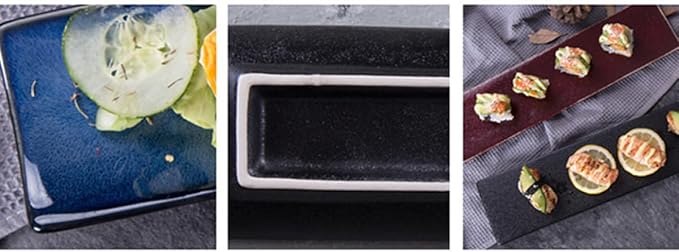 Plato Cerámico Rectangular Negro para Sushi - DOITOOL miniatura 4