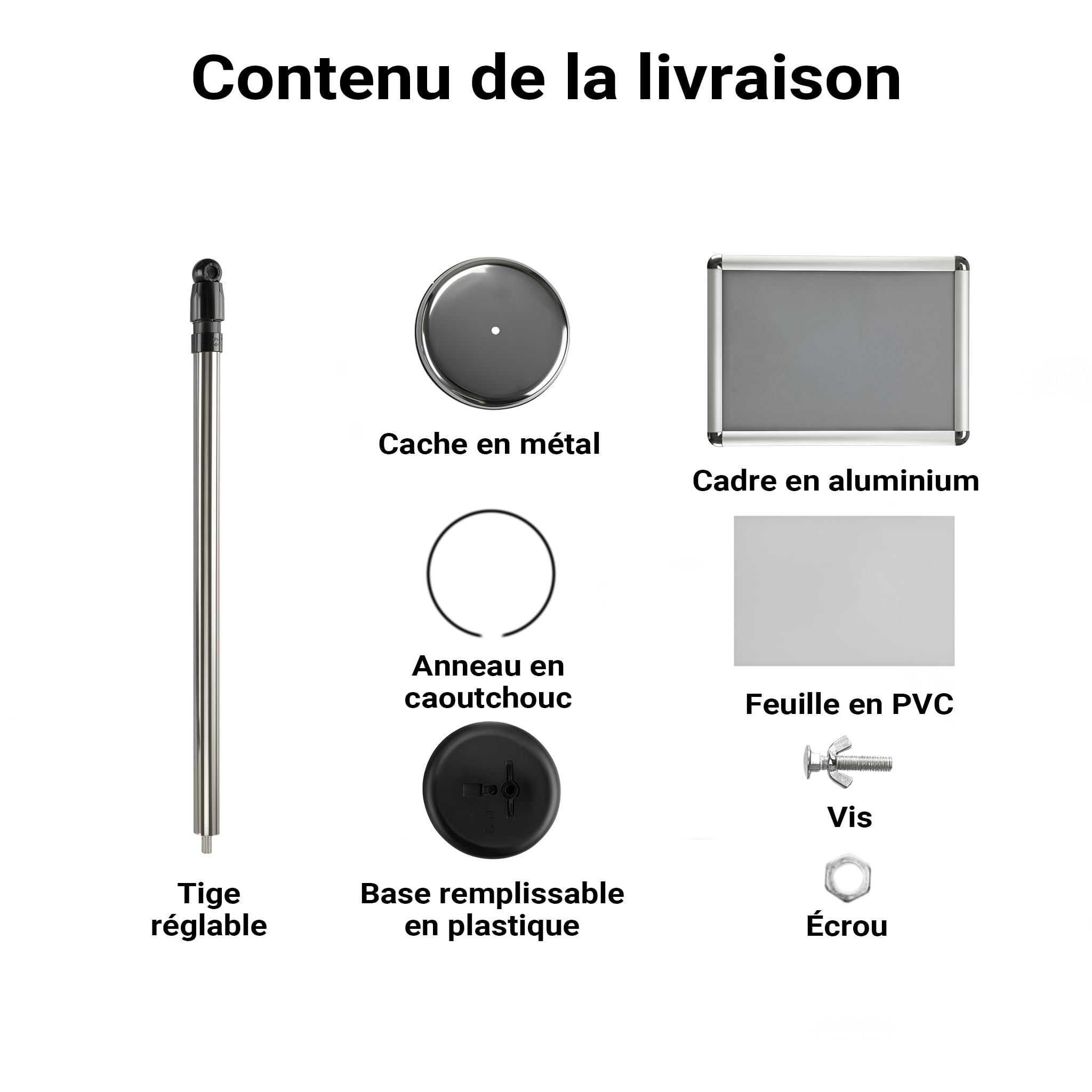 Wiltec Présentoir sur pied A3 – Hauteur réglable 88-138 cm – en Aluminium et acier inox – Support Stop client pour Documents, Brochures, Affiches