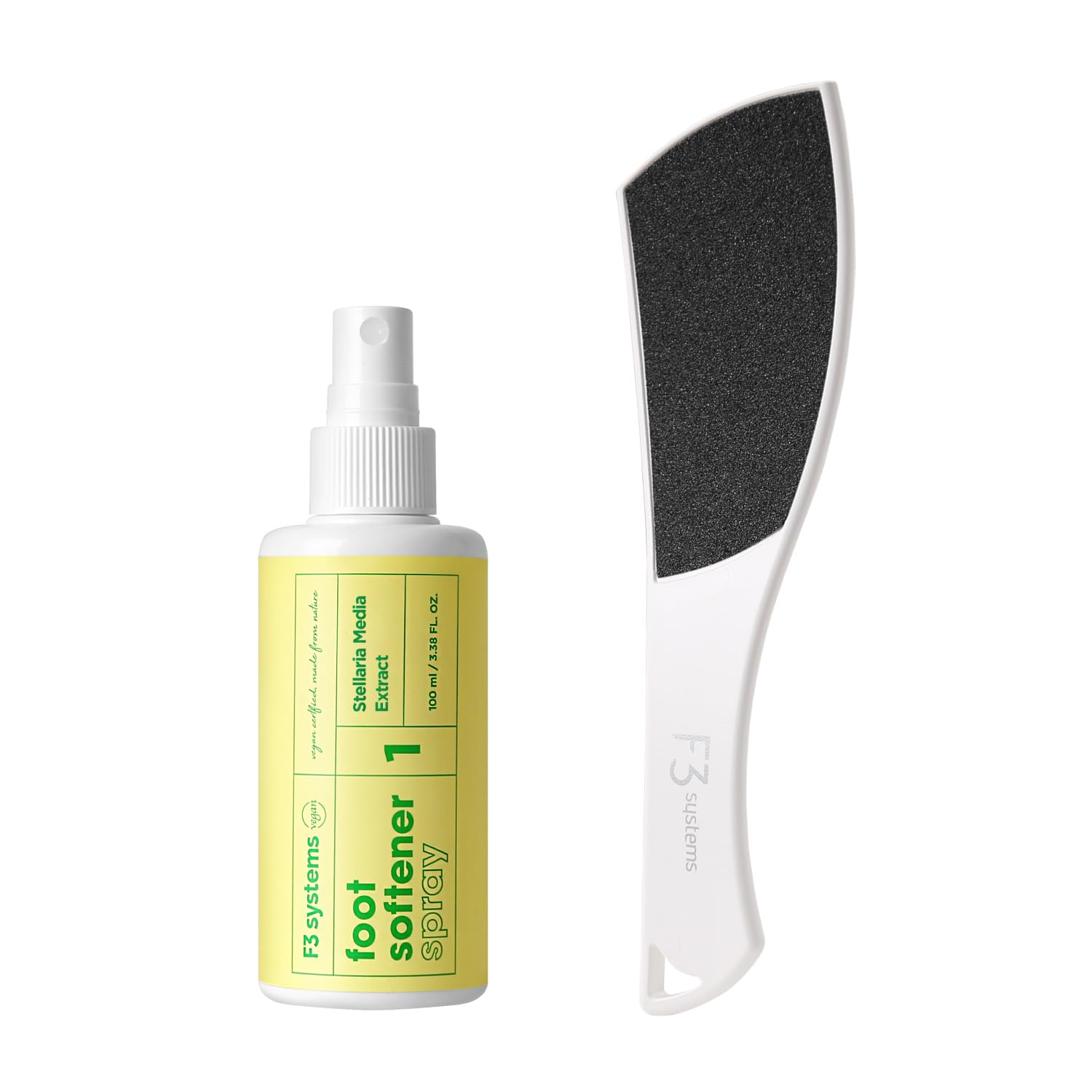 S-Line - Set di lime per piedi (bianco) e spray ammorbidente per piedi, strumento per pedicure, efficace per talloni screpolati, cura dei piedi, strumento colossale per pedicure su entrambi