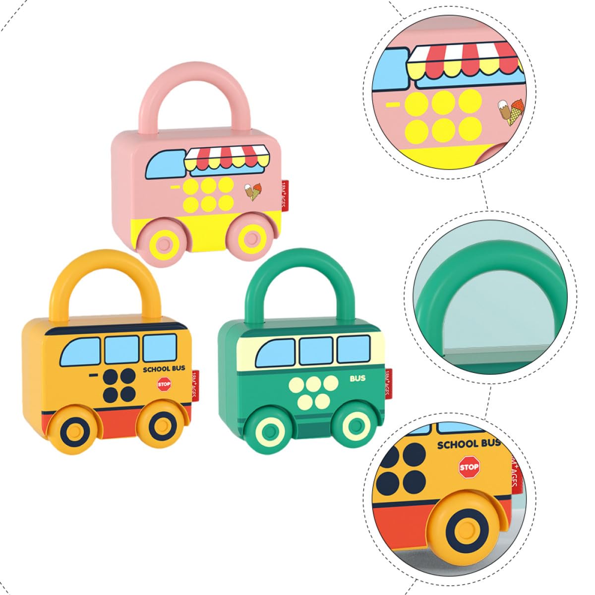 BESPORTBLE Giocattolo Apertura Serratura per Bambini 3 Pezzi in Plastica, Coordinazione Mano-occhio e Interazione Genitore-figlio, per Compleanni e Capodanno