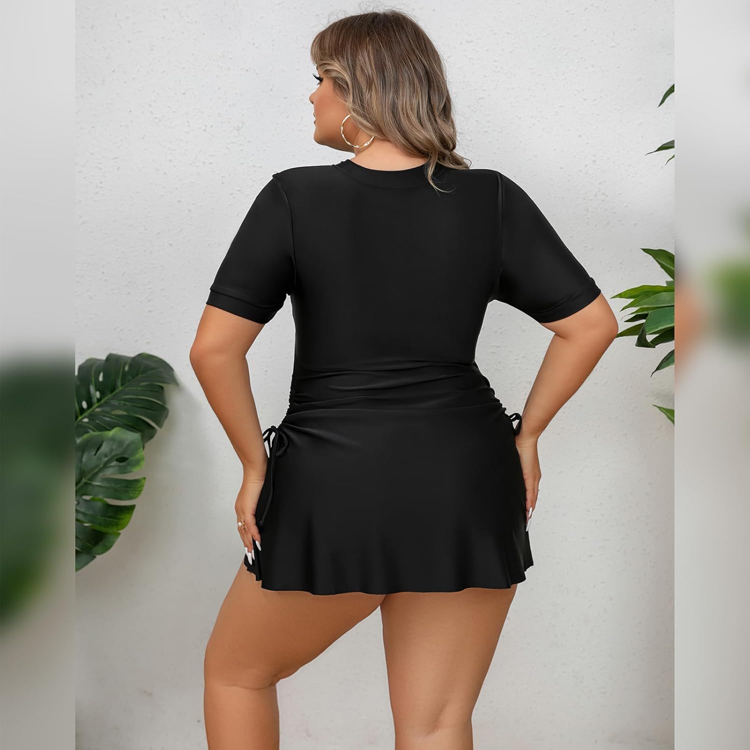 Plus Size Women's Swimming Suit Rash Guard Boyleg One Piece Swimsuit Surfing Bathing Suit