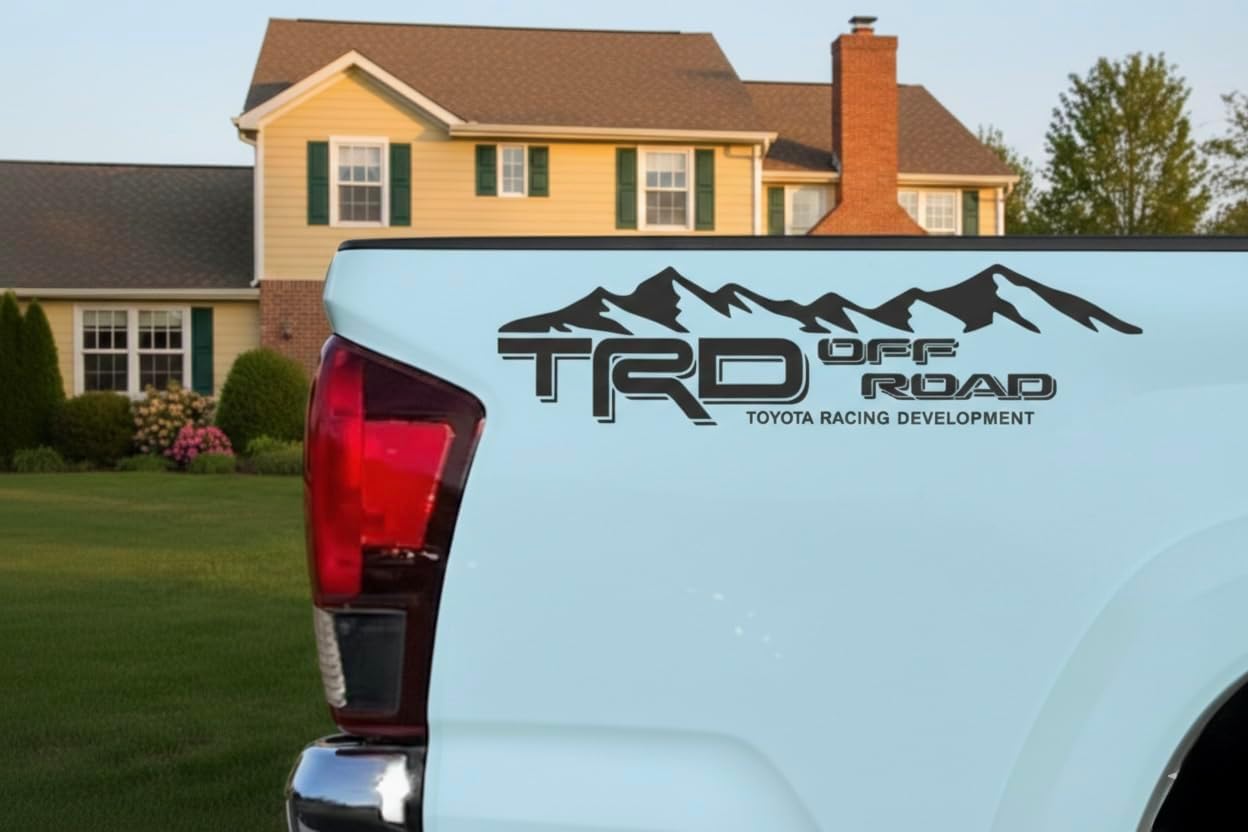 TRD Off Road Vinyl Decals Compatible with ToyotaTacoma, Mountain Graphic Kit, Truck Bed Side Decals, Premium Outdoor Vinyl, 2-Piece Set