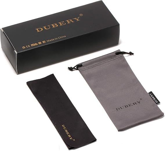 DUBERY Retro Square Polarized Sunglasses for Men Women UV400 Protection Classic Trendy Sun Glasses D108