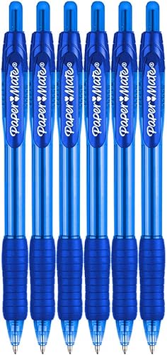 Paper Mate Bolígrafo retráctil Profile de 0.055 in, punta gruesa, 6 unidades, color azul, para escuela, universidades, diario y suministros de