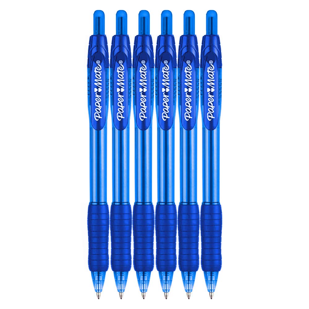 Paper Mate Profile Retractable Ballpoint Pens 1.4mm Bold Point 6-Count Blue for School Colleges Journaling and Office Supplies