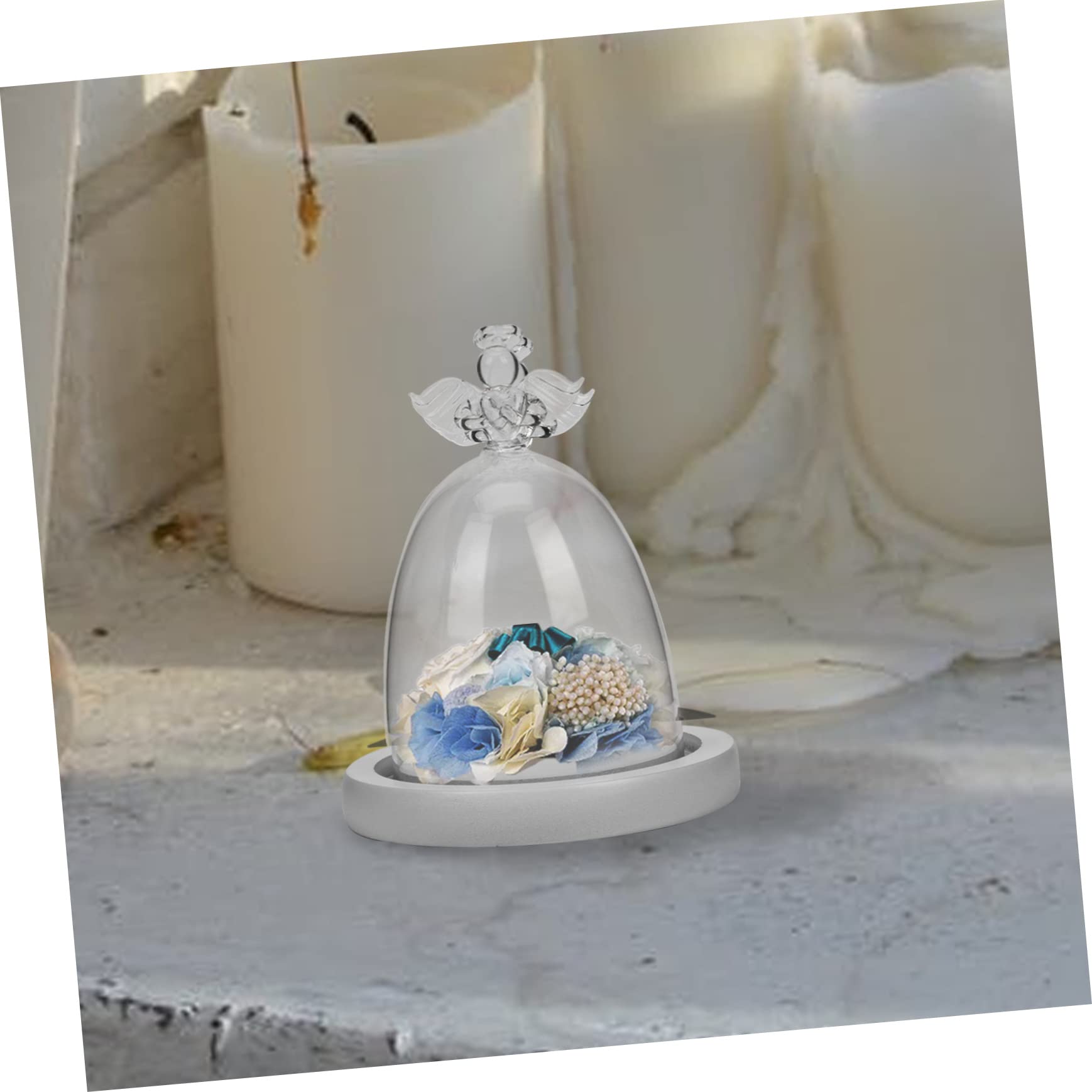 PRETYZOOM 3 Piezas De Cubierta De Cristal De Ángel Cubierta Cónica Inmortal Mini Soporte Para Tartas Velas Campana Tarro Cúpula Cubierta A Prueba De Polvo Decoración Postre