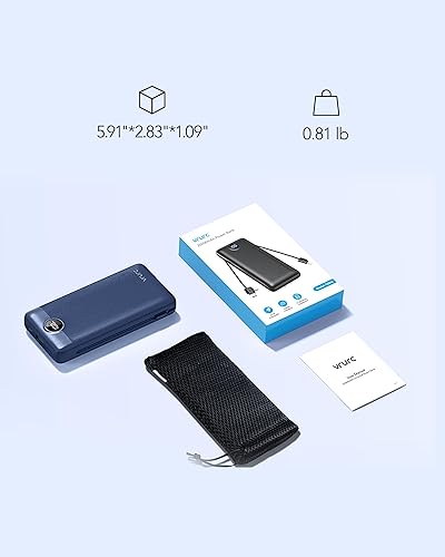 Miniatura 8 de VRURC Cargador portátil de 20000 mAh, banco de energía de carga rápida USB C, 4 salidas, 2 entradas, banco de carga de artículos esenciales de viaje