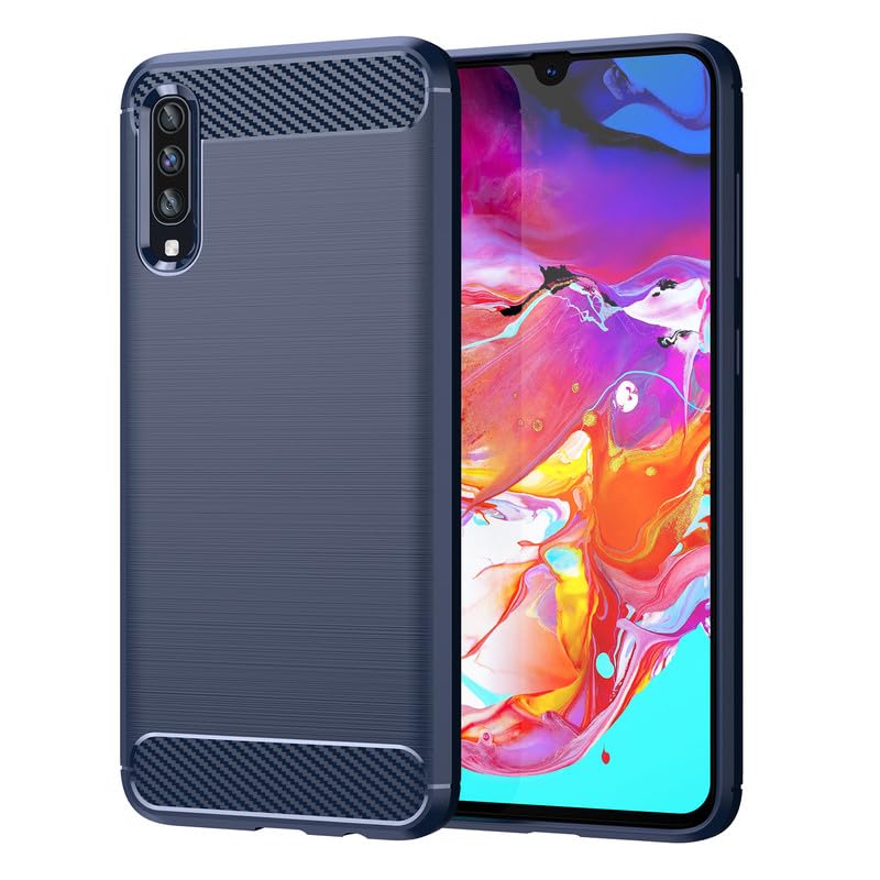 Image of Hybrid Carbon Fiber Back Case for Samsung Galaxy A70 / A70S (Blue)