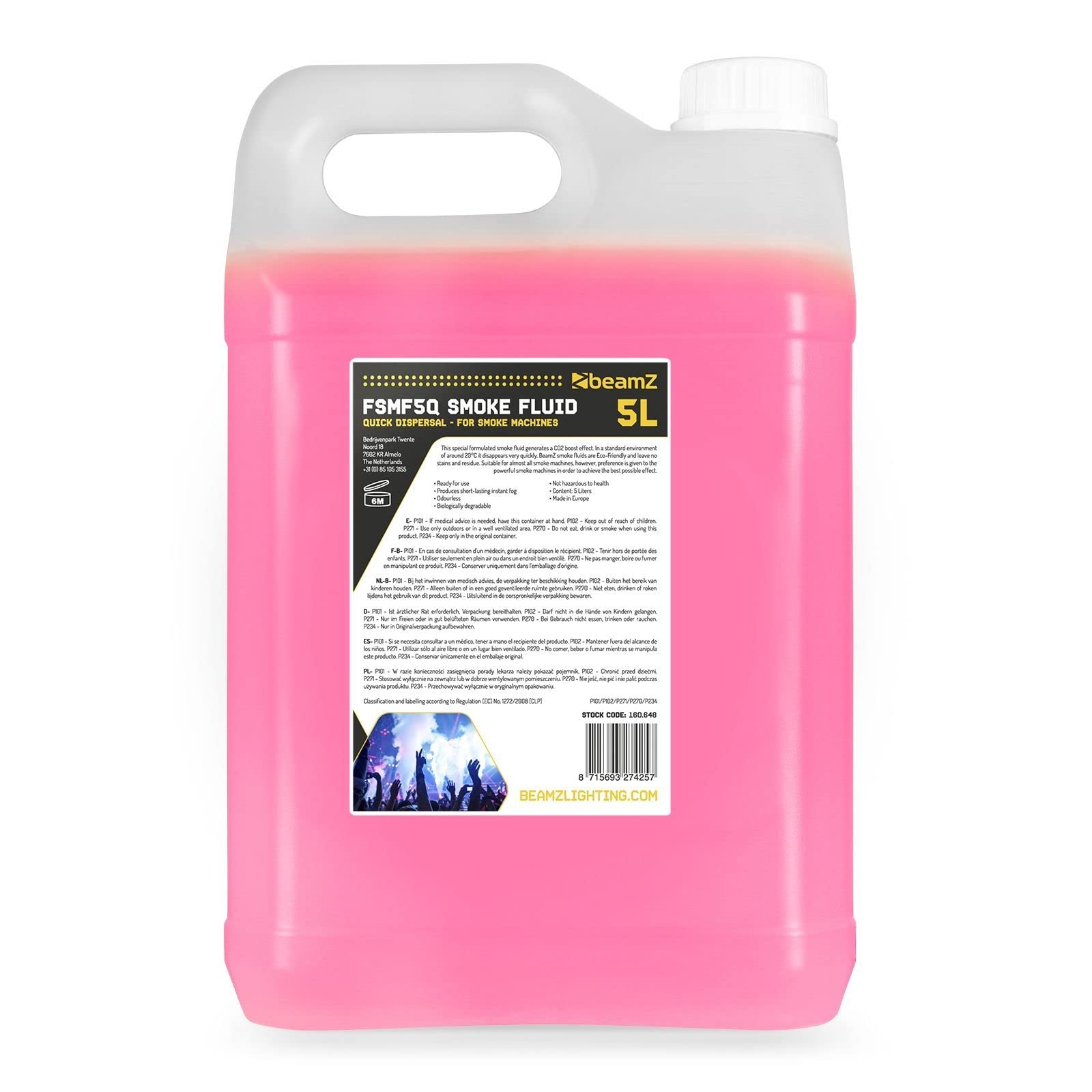beamZ Liquido per Nebbia 5L Effetto CO2 Dispersione Rapida rosa