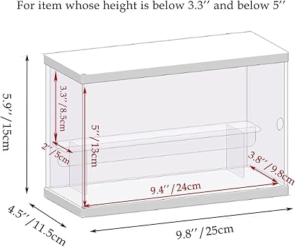 2 Tier Clear Acrylic Display Case Stand for Funko pop, 2 Layer Storage Cabinet Shelf Showcase Dustproof for Mini Toys Figures Stone Collectibles Assemble Organizer, White 9.8x4.5x5.9inch