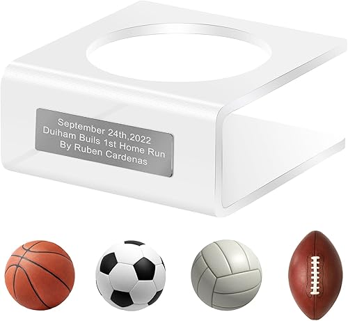 Miniatura 8 de Soporte de bola de acrílico personalizable - Soporte de exhibición para baloncesto, fútbol, rugby, voleibol, fútbol, soporte de pelota con autógrafo