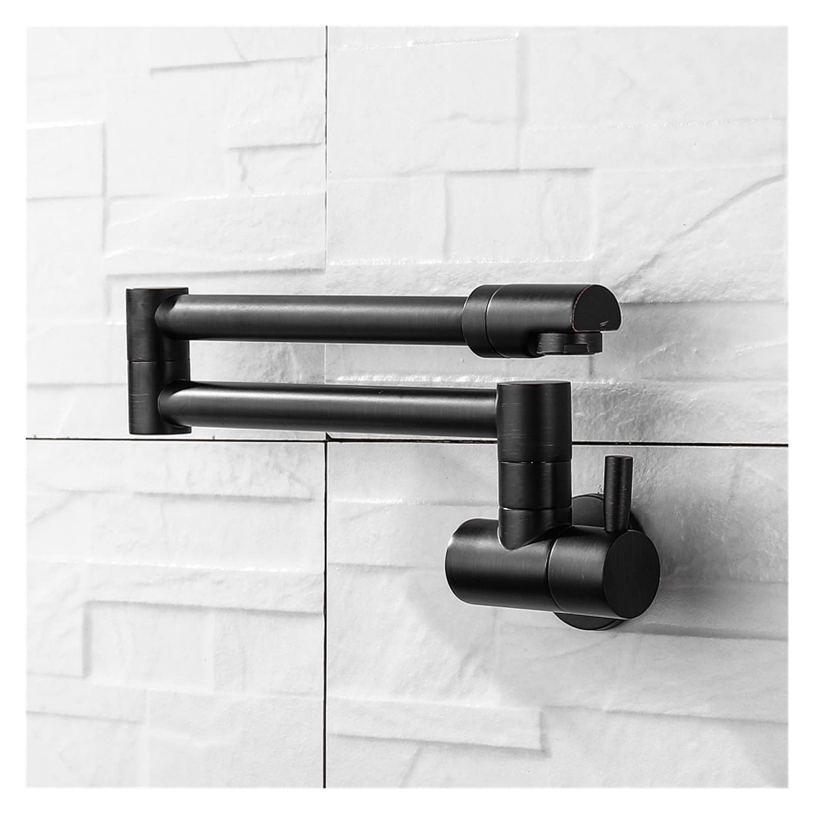 Messing Wandmontierte Küchenarmatur Schwarzer Topffüller Wasserhahn Schwenkfaltungsverriegelung Rotary Stretch Basin Wasserhahn Waschbecken Hahn,Hocheffiziente Filtration