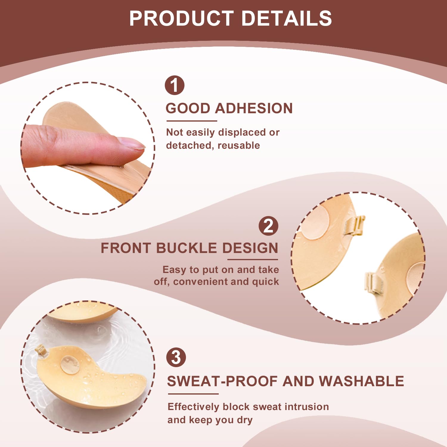 D.DUO Lot de 2 Soutiens-Gorge Adhésifs Femme, sans Bretelles Invisible en Silicone Antidérapant, Effet Push-up Idéal pour Dos Nu