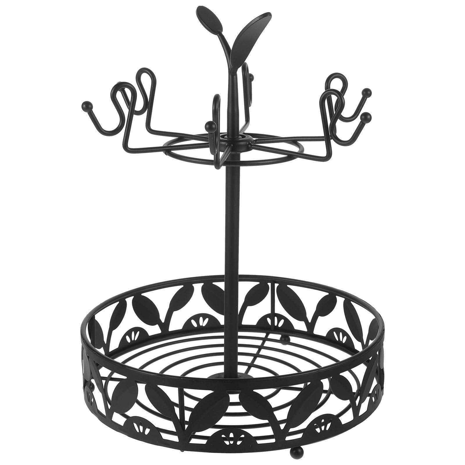 Drehbarer Kaffeetassenhalter Schwarz aus Eisen mit 6 Haken