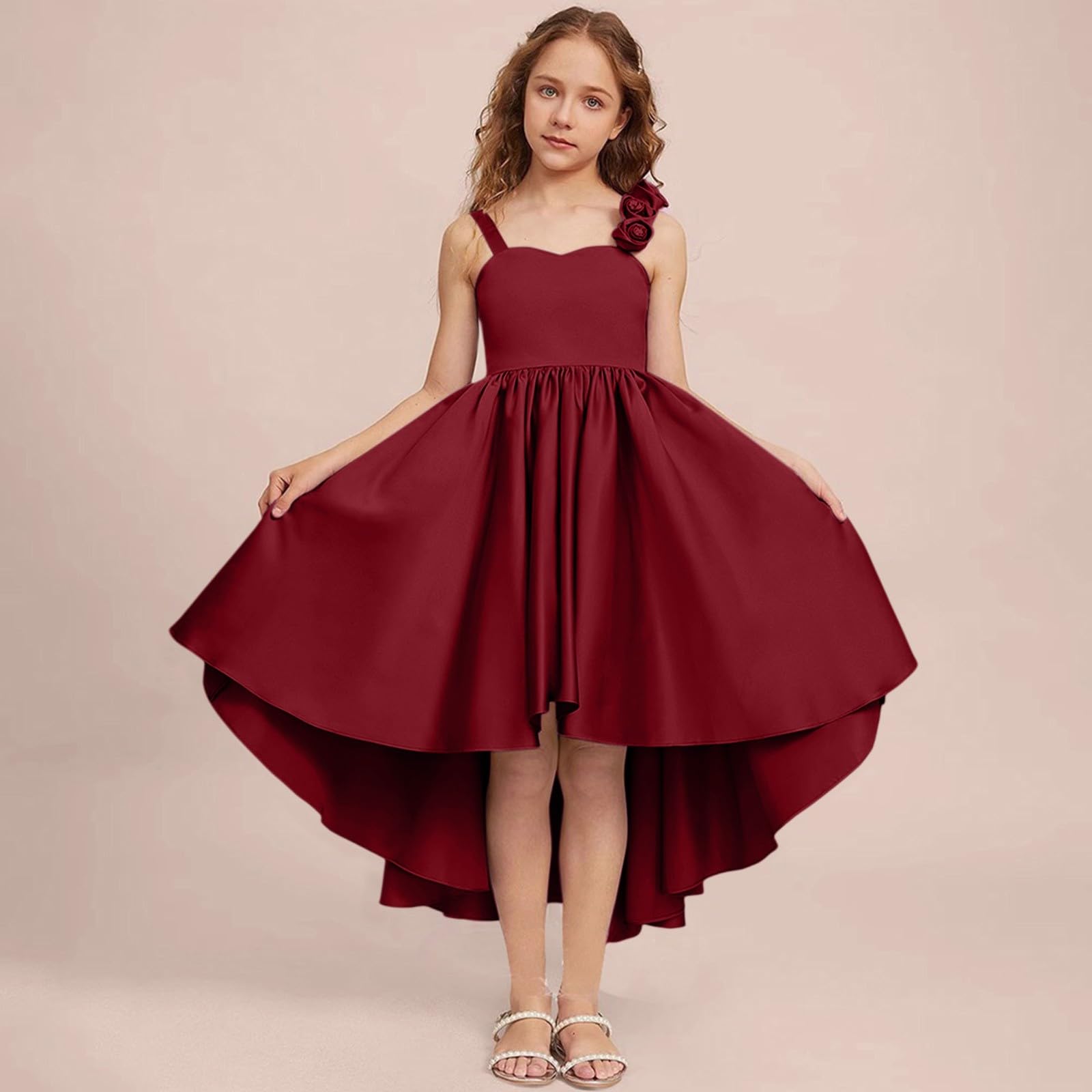 Kleid Mädchen Festlich Sommer Ärmellos Rüschen Prinzessin Kleider Kinder A-Linie Abschlusskleid Hochzeit Blumenmädchenkleider Elegant Geburtstag Abendkleider Chiffon Sommerkleid