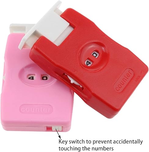 Miniatura 5 de AYLIFU Contador de punto 2 juegos de mini contador de ganchillo herramienta manual de marcado de punto rojo y rosa