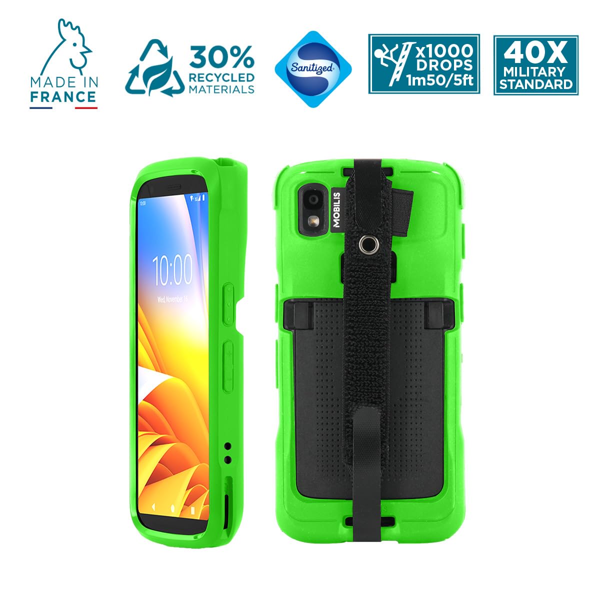 Mobilis 052063・(052063)・Cover・Grün・Zebra・TC22・TC27・Antibakteriell・Tropfsicher・Schlagfest・Kratzresistent・Schockresistent・Frankreich
