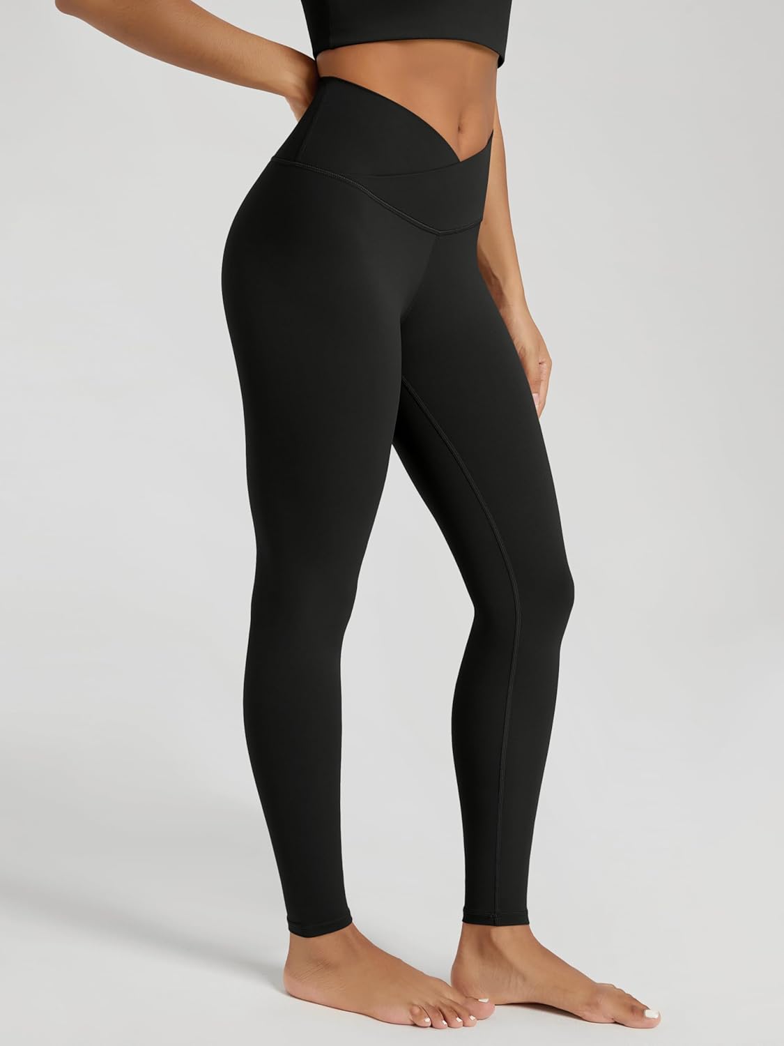 ODODOS Women's Buttery Soft Cross Waist Leggings, 25" / 28" Crossover High Rise Lounge Yoga Pants - Image 2