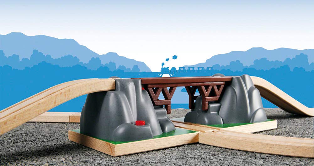 BRIO World 33889 Große Goldmine mit Sound-Tunnel – Zubehör Holzeisenbahn – Kleinkinderspielzeug empfohlen für Kinder ab 3 Jahren & Bahn 33391 - Einsturzbrücke