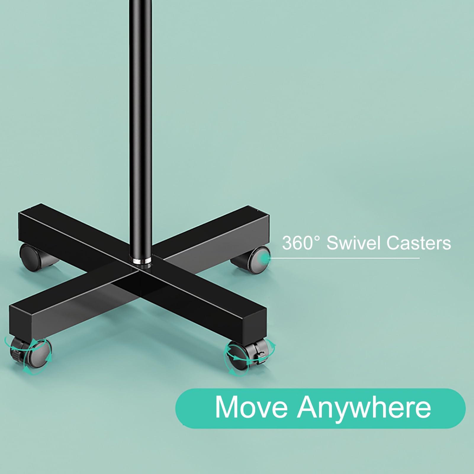 Réglable Support Tablette sur Pied, Porte Liseuse avec Tourne-Page à Distance, Téléphone Stand à roulettes
