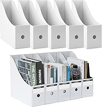 A4 Kraft Paper Magazine Rack, 10 Pieces, 9 cm, Solid Magazine Holder, Magazine Storage Box, Stationery Document Storage Box with White Labels