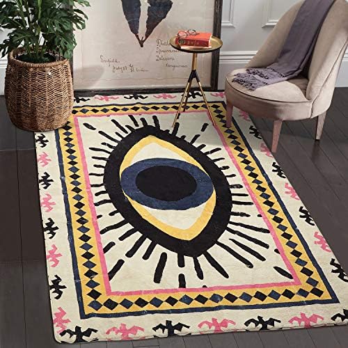 HAOCOO Spirit Eye Area Rugs 4’x6’ Large Non-Slip VintageThrow Rugs Super Soft Velvet Creative Tribal Floor Carpet for Bedroom Living Room Nursery Decor (4 ‘x 6’, Spirit Eye)
