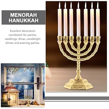 イスラエル メノーラー 真鍮製 7燭台 キャンドルスタンド 高さ32cm Amazon | HOMSFOU ローソク足7本 イスラエルのキャンドル