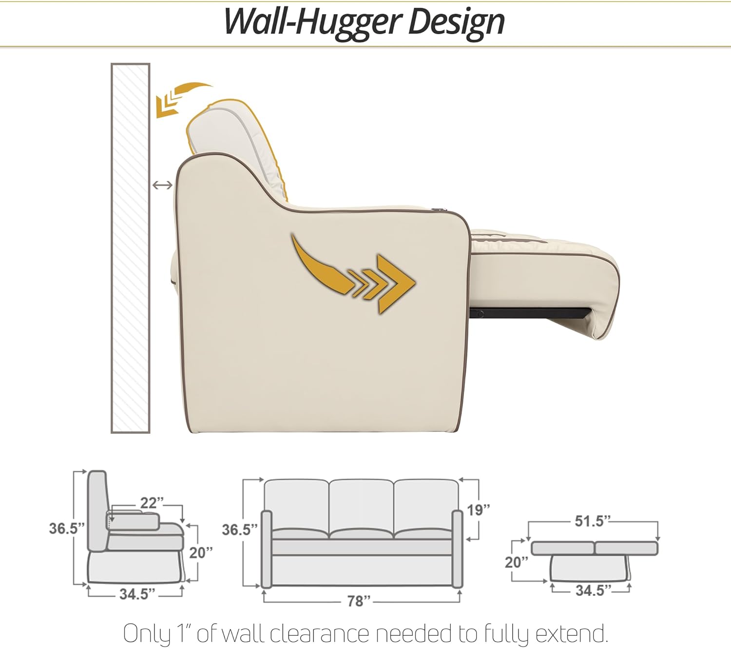De Leon Console DX RV Sofa Bed, 78" Wide, Ultimate Leather, Bisque and Light Antelope
