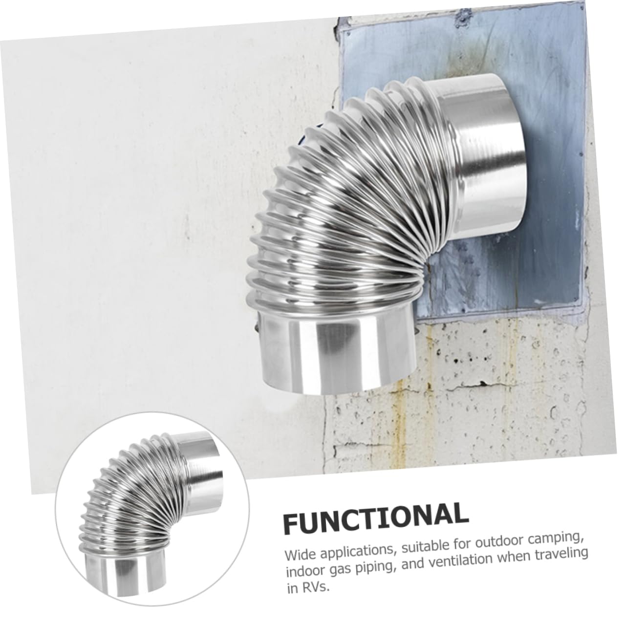 Hemobllo 5pezzi Elbow Chimney Flue Acciaio Inossidabile Gradi Tubo Flessibile Per Scarico Fumi Adatto Per Cucina e Bagno Resistente Alle Alte Temperature