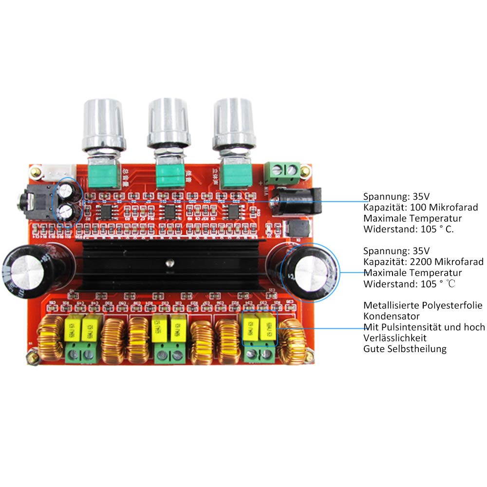 Clyxgs TPA3116D2 2.1 cyfrowy wzmacniacz mocy, 2 x 80 W + 100 W (bas) moduł audio-AMP do głośników audio systemu DIY 12-26 V