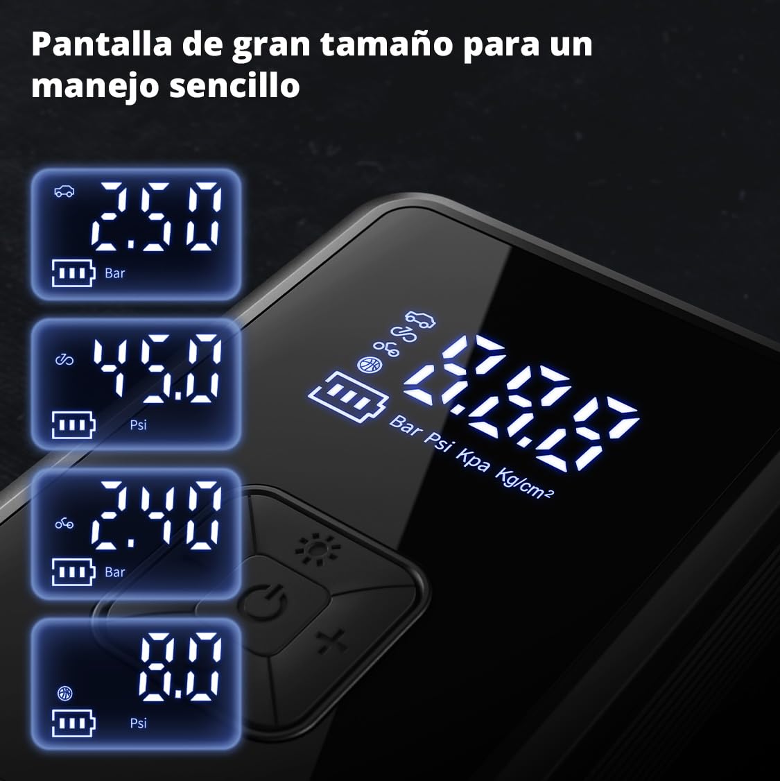 Oasser Compresor Aire Portatil 150PSI Inflador Ruedas Coche Recargable Compresor de Aire Pequeño Luz LED para Coche Moto Bicicleta Pelota