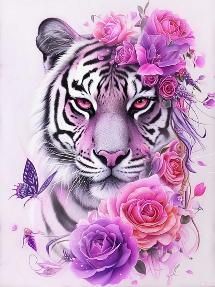 COKYIS Cross Stitch Kits for Adults Stamped 11CT Printed Cross Stitch Kit Tiger Counted Embroidery Kits for Beginner Wall Art Home Decoration 40x50cm