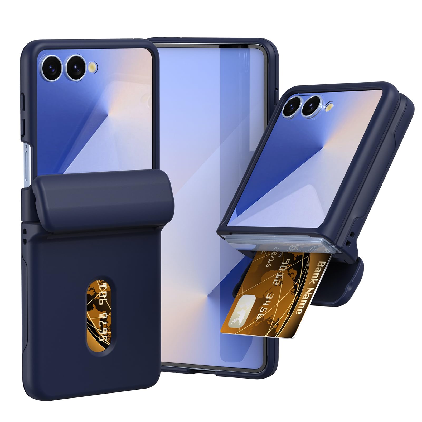 LUOTANL Slim Case for Samsung Galaxy Z Flip 8, Hinge Card Slot Light Shock Protection Hard PC Cover,Blue,Flip 8