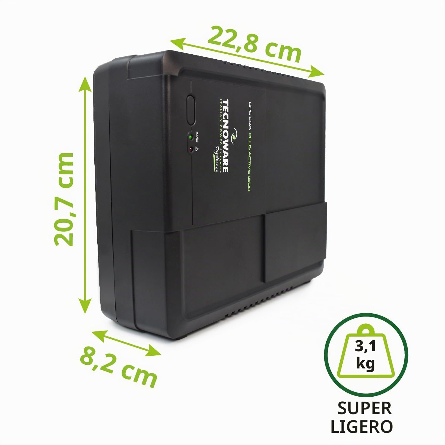 Tecnoware Power Systems - UPS ERA Plus Active 1600, Protección para PC con PFC Activo, Consola Gaming, AVR y USB, Silencioso