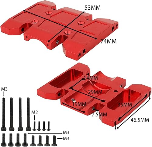 Miniatura 2 de Caja de cambios Placa deslizante Soporte de transmisión para Axial SCX10 PRO 110 RC Crawler Center Protect Plate Upgrade Part AXI231051 (rojo)