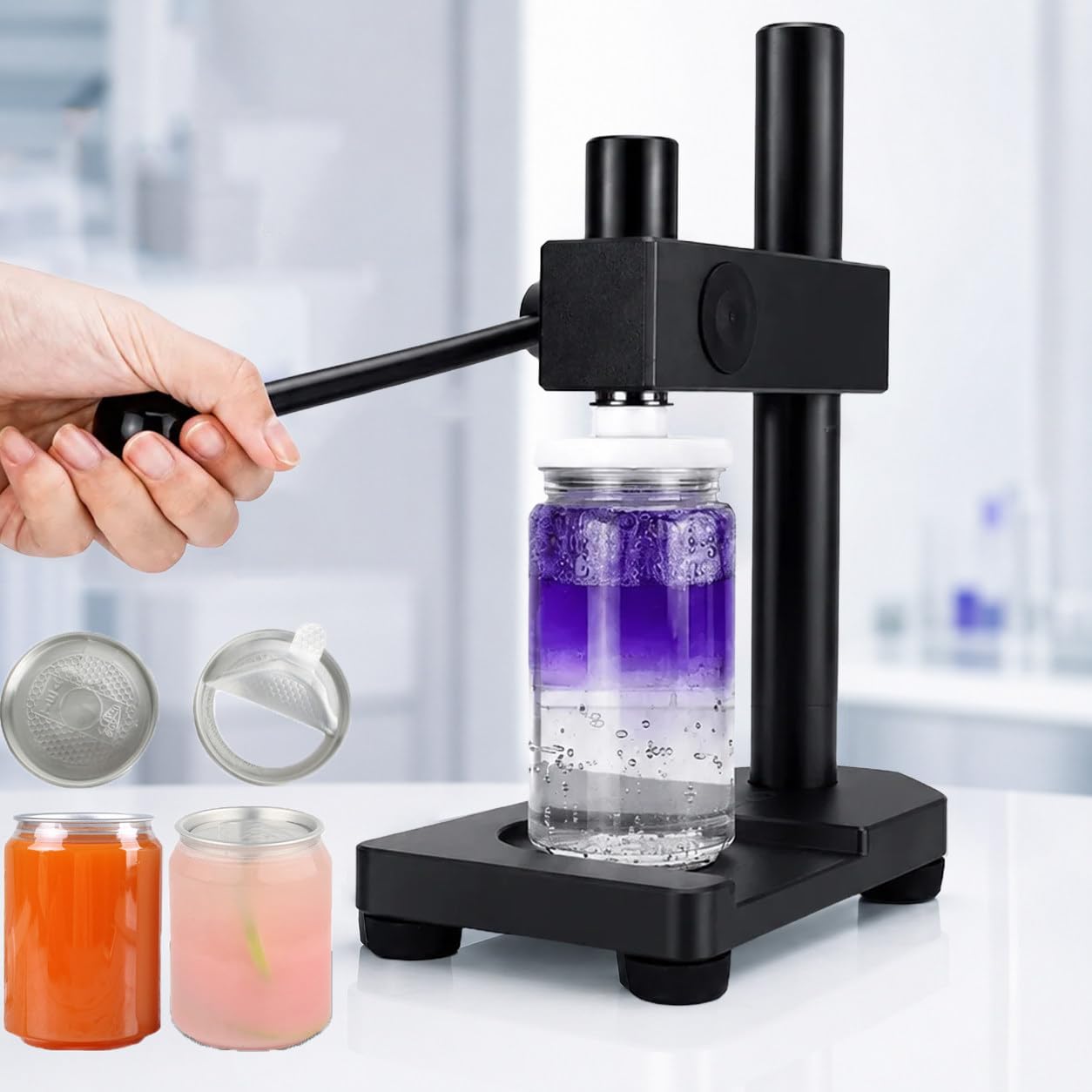 Scelleuse Canettes sous Vide(250Ml/330Ml) avec 100 Canettes Incluses Black-A1