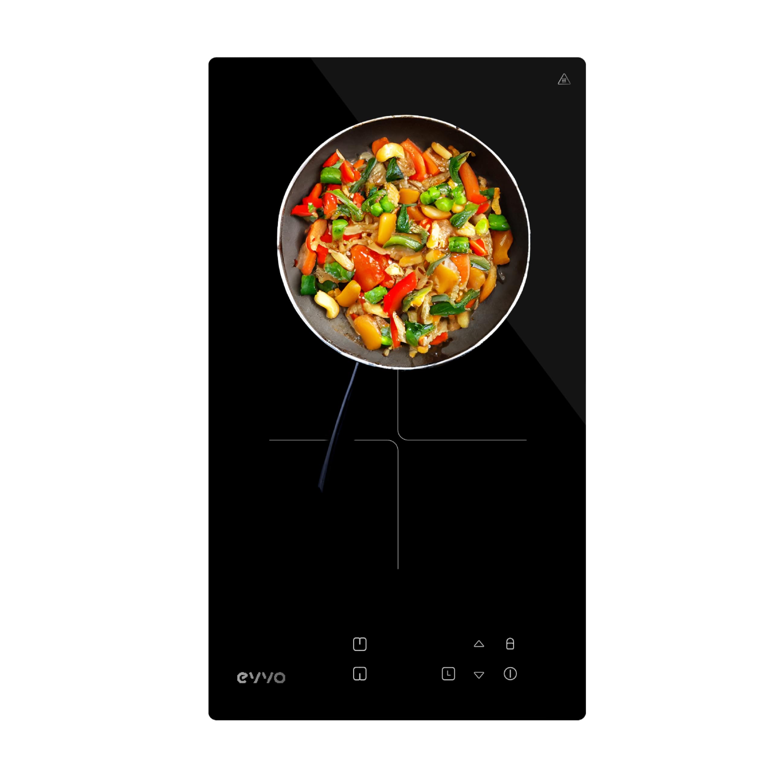 EVVO Placa Vitrocerámica 2 Fuegos de cocinado, Potencia máxima 3.000W, Bloqueo Infantil, 9 niveles de Potencia, Máx Diámetro 18 cm, Control Táctil, Apagado Automático, Indicador de Calor (Modelo: V30)