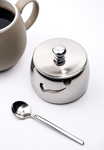 Miniatura 4 de RSVP Recipiente internacional de acero inoxidable con tapa y cuchara de 4.5 pulgadas, capacidad de 8 onzas